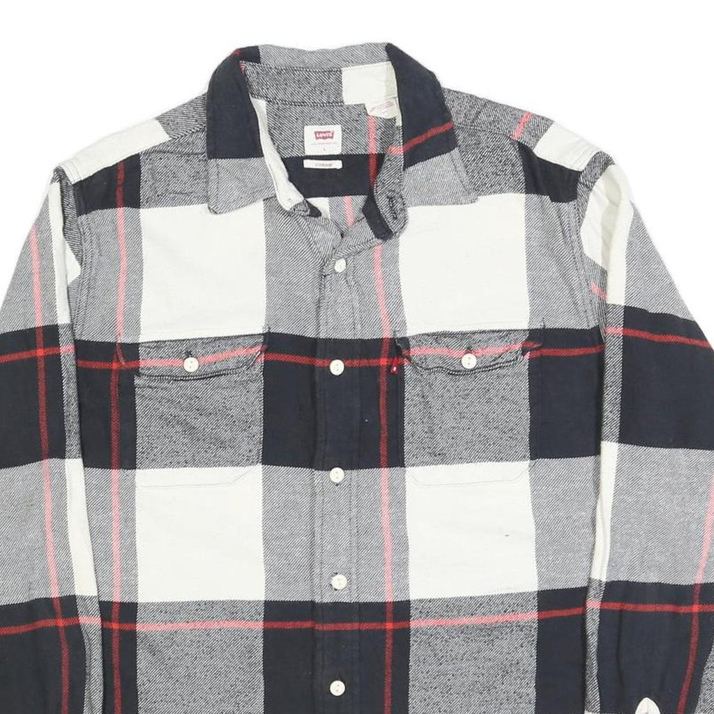LEVI'S Mens Black & White Check Shirt L Cotton Blend Long Sleeve