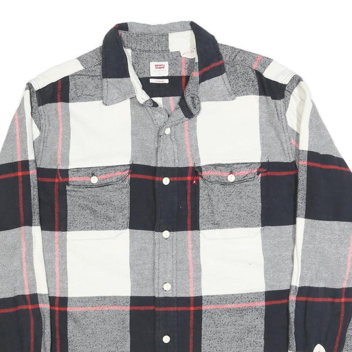 LEVI'S Mens Black & White Check Shirt L Cotton Blend Long Sleeve