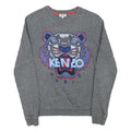 KENZO Mens Grey Cotton Blend Crew Neck XS Embroidered Tiger Sweatshirt