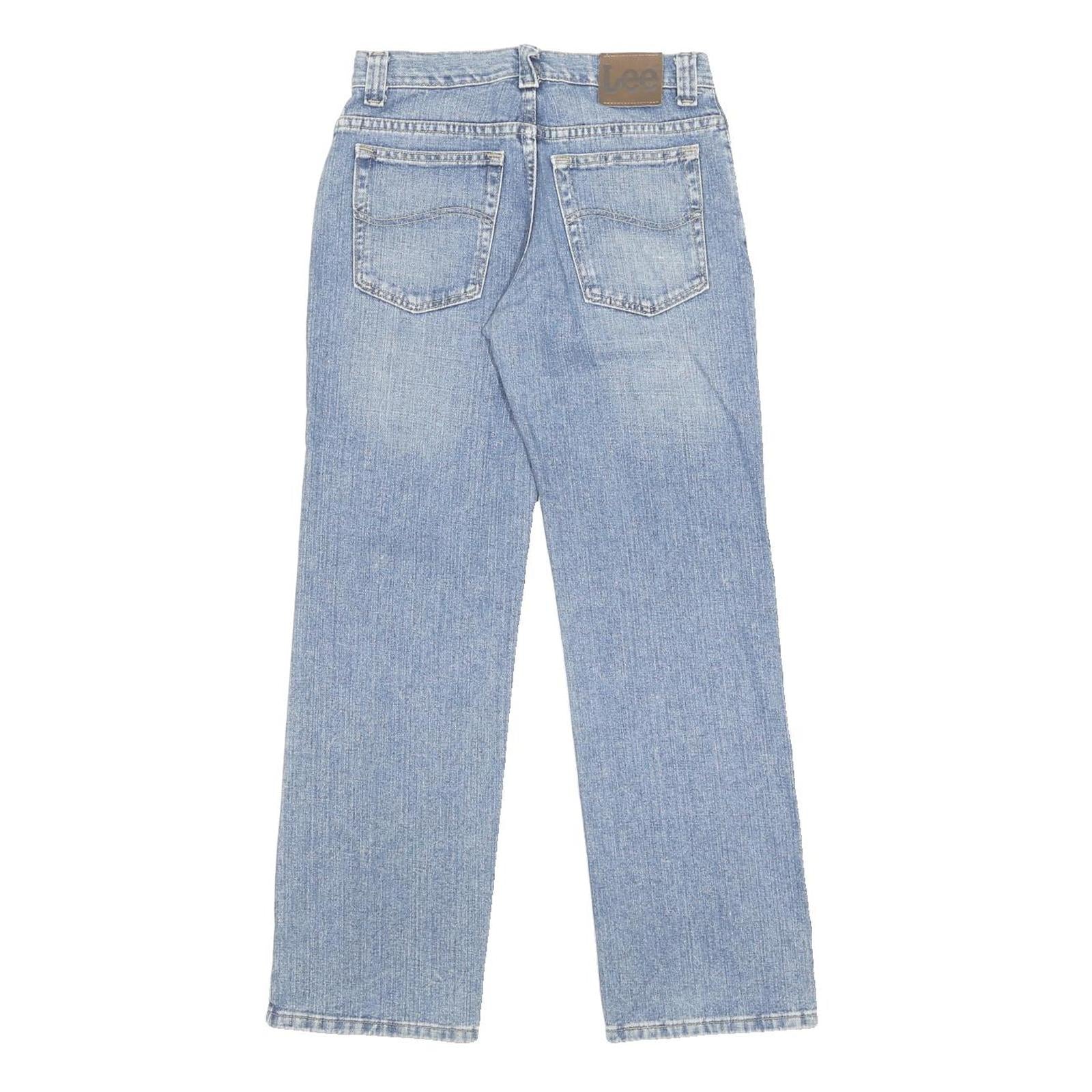 LEE Boys Regular Fit Blue Denim Jeans Cotton Blend W28 L28 Button Closure