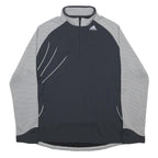 ADIDAS Womens Black & Grey Modern T-Shirt UK 14 Long Sleeve Half Zip Sportswear