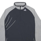 ADIDAS Womens Black & Grey Modern T-Shirt UK 14 Long Sleeve Half Zip Sportswear
