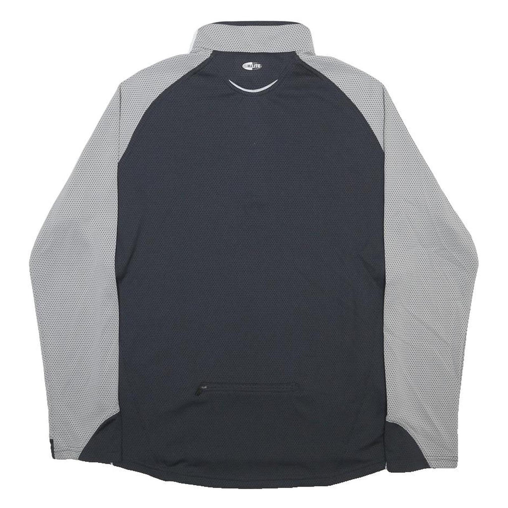 ADIDAS Womens Black & Grey Modern T-Shirt UK 14 Long Sleeve Half Zip Sportswear