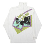 MASER Womens White Graphic Pullover Sweatshirt M 1/4 Zip Casual Warm