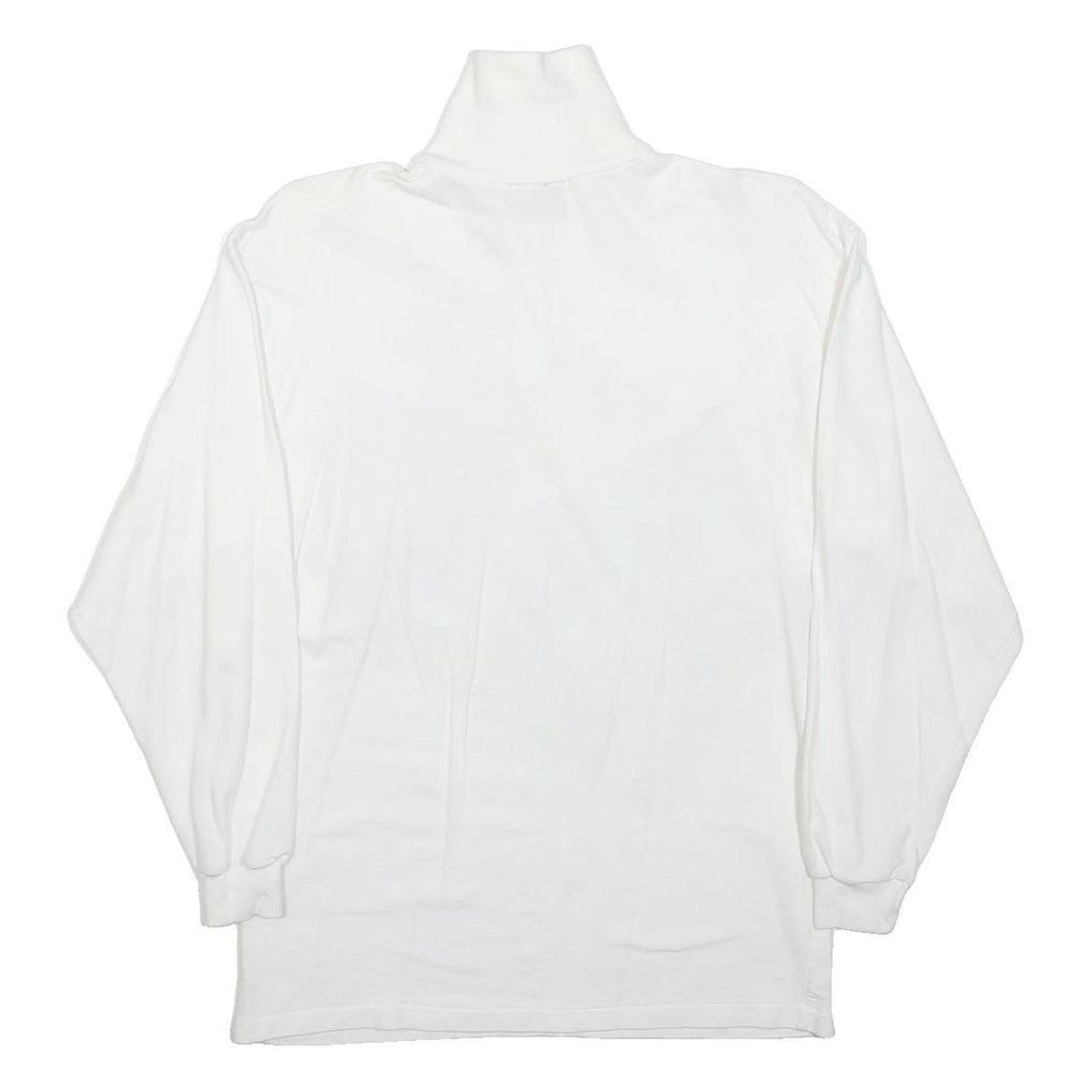 MASER Womens White Graphic Pullover Sweatshirt M 1/4 Zip Casual Warm