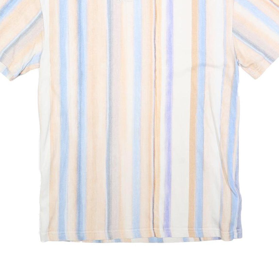 KARL KANI Mens Blue & Beige Striped T-Shirt XXS Short Sleeve Crew Neck Casual
