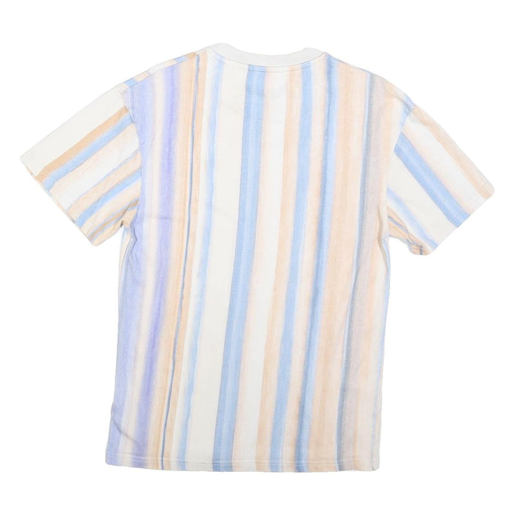KARL KANI Mens Blue & Beige Striped T-Shirt XXS Short Sleeve Crew Neck Casual
