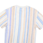 KARL KANI Mens Blue & Beige Striped T-Shirt XXS Short Sleeve Crew Neck Casual