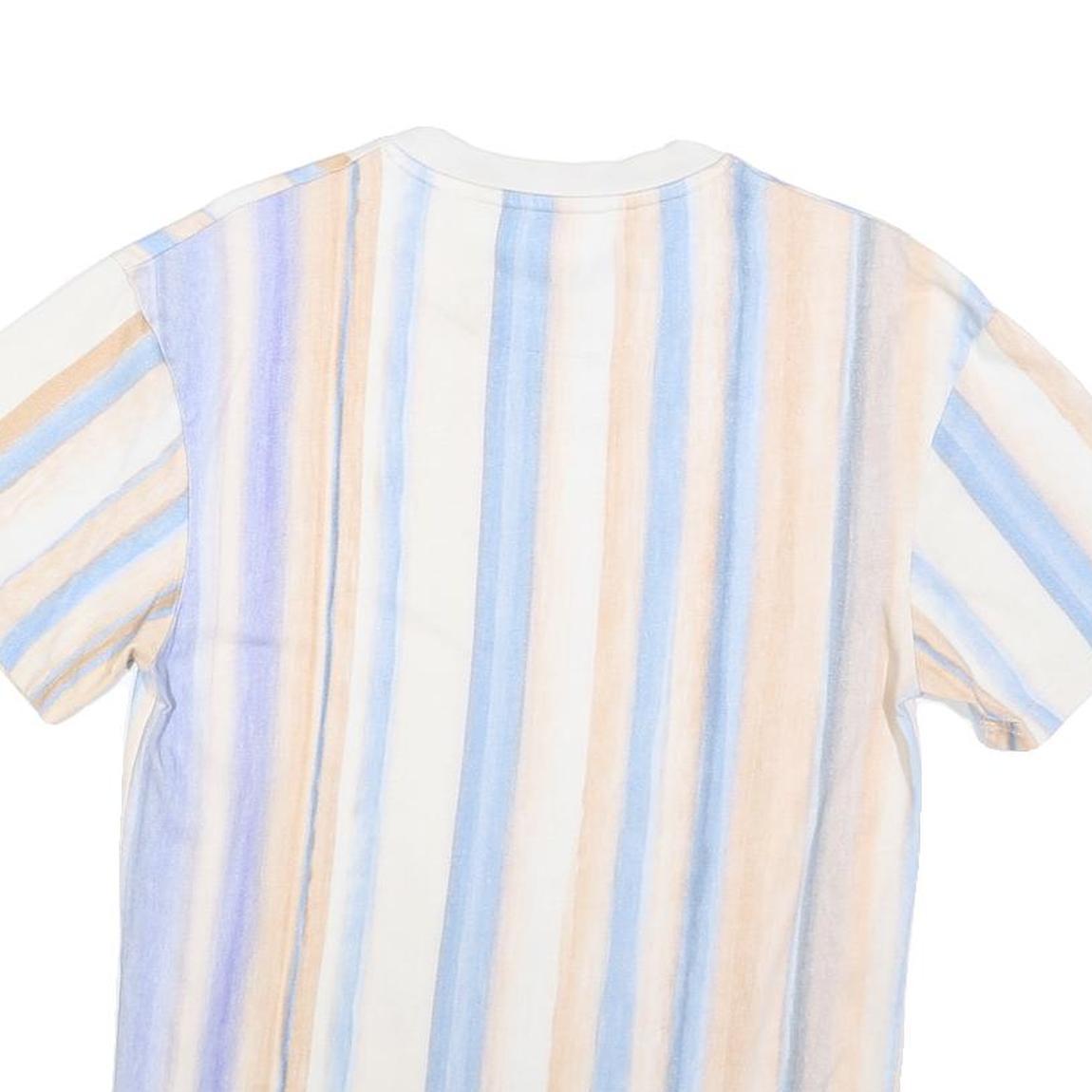 KARL KANI Mens Blue & Beige Striped T-Shirt XXS Short Sleeve Crew Neck Casual