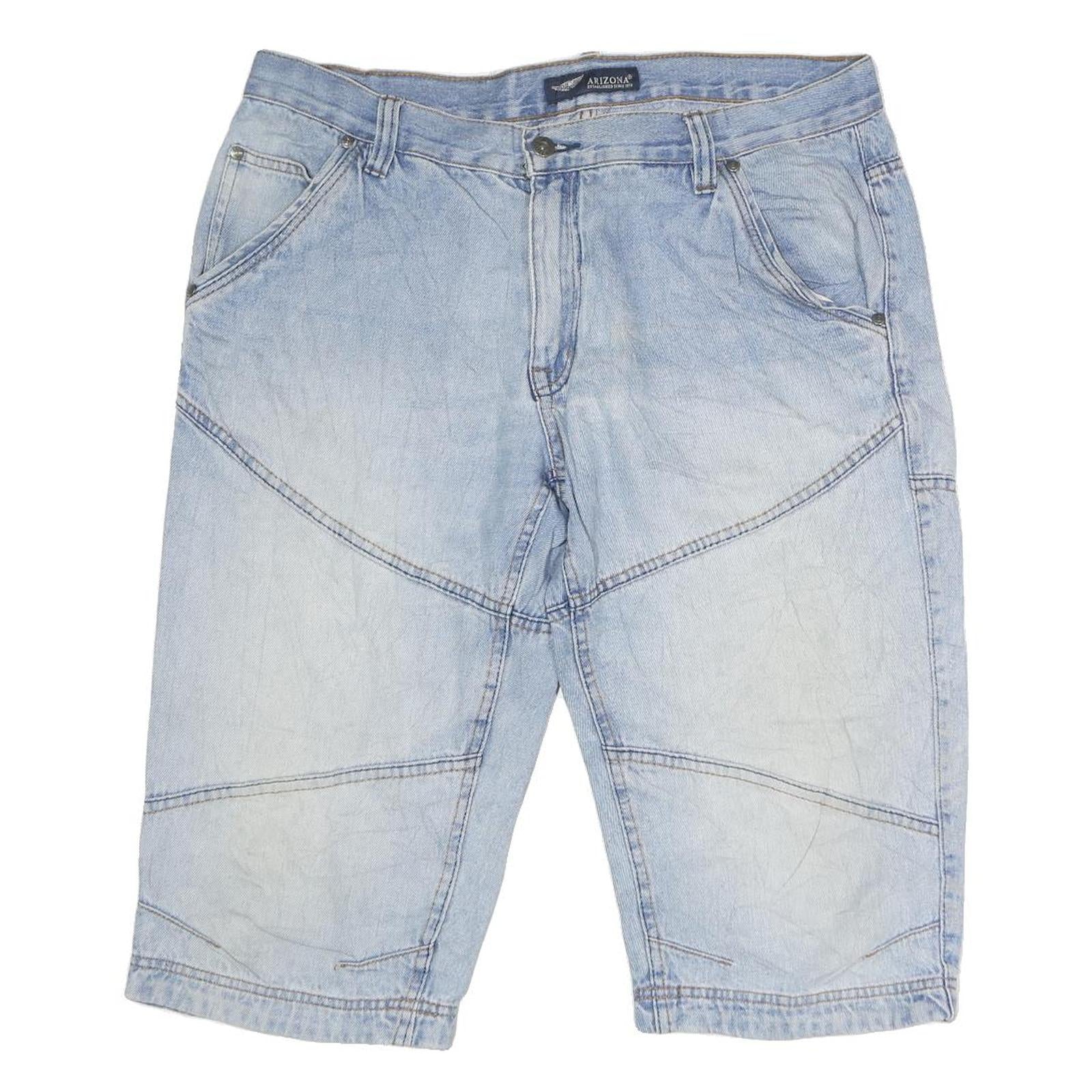ARIZONA JEAN COMPANY Mens Light Blue Denim Casual Shorts M W36 Casual Fit
