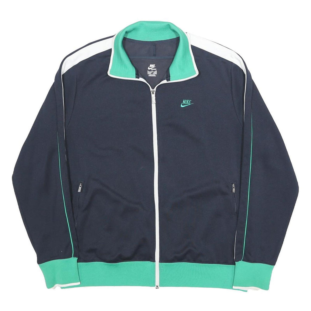 NIKE Mens Navy & Green Zip Track Jacket XL Polyester Sportswear Casual