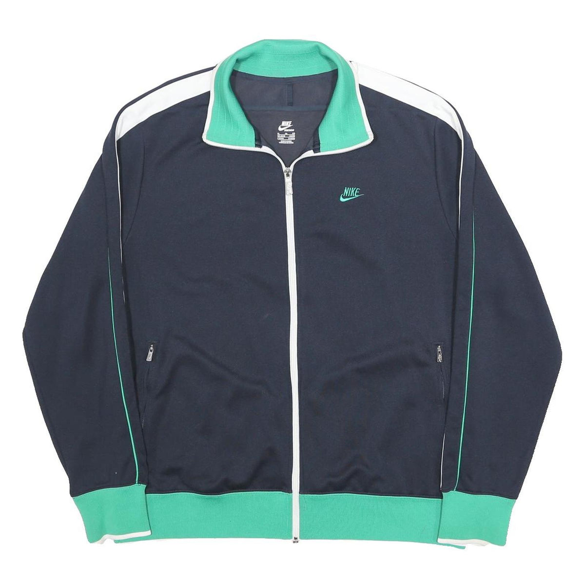 NIKE Mens Navy & Green Zip Track Jacket XL Polyester Sportswear Casual