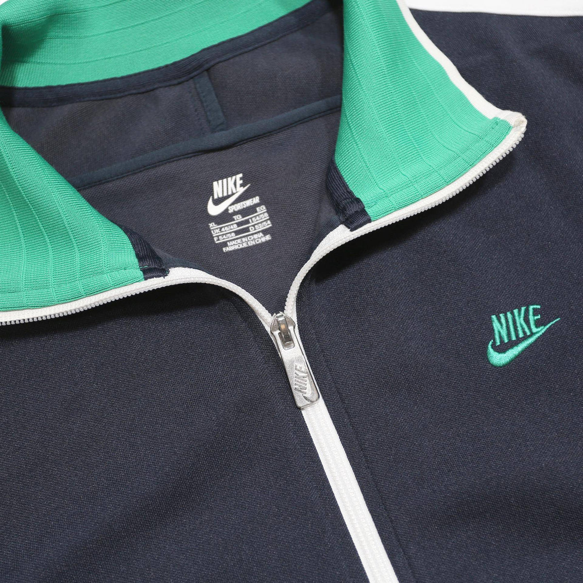 NIKE Mens Navy & Green Zip Track Jacket XL Polyester Sportswear Casual