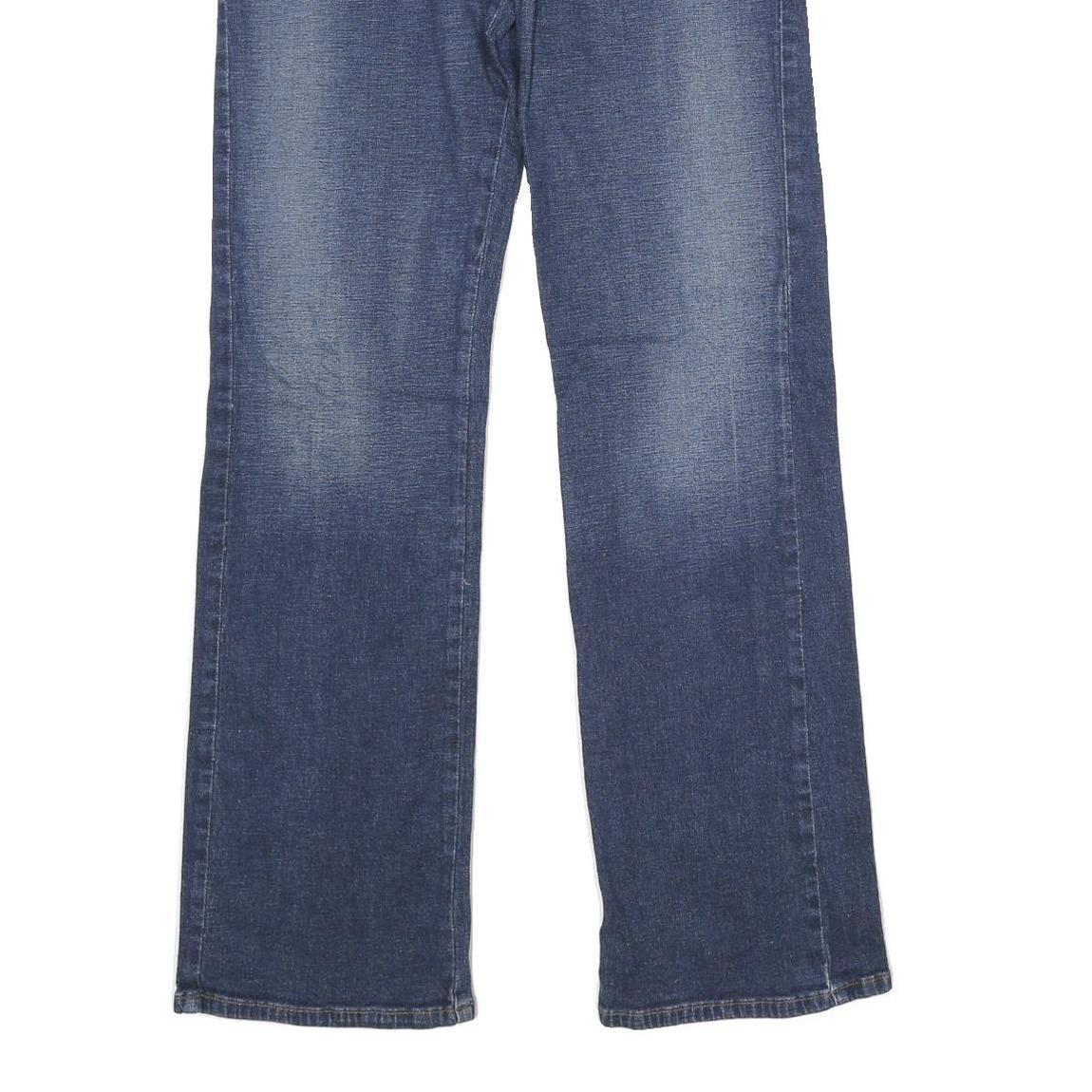 GUESS Womens Blue Regular Fit Straight Denim Medium Wash Jeans W32 L34 Button