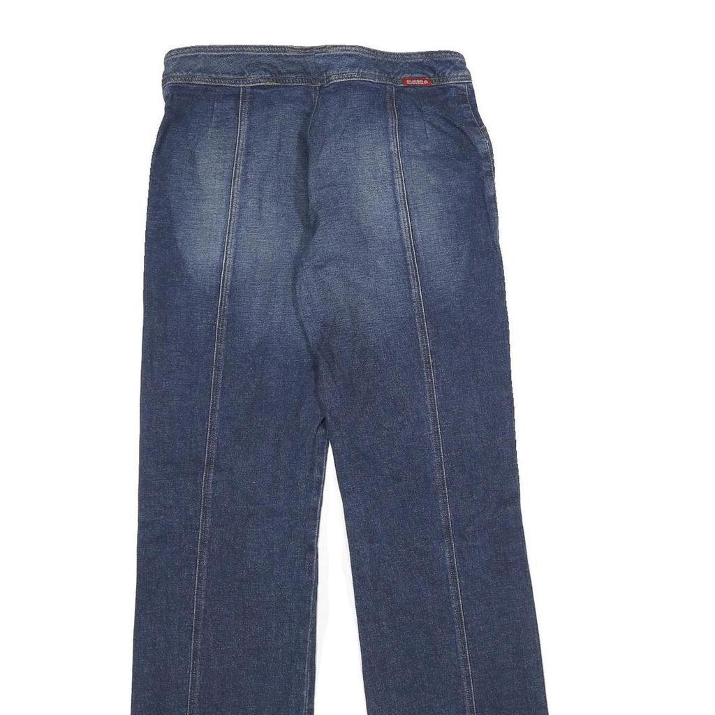 GUESS Womens Blue Regular Fit Straight Denim Medium Wash Jeans W32 L34 Button