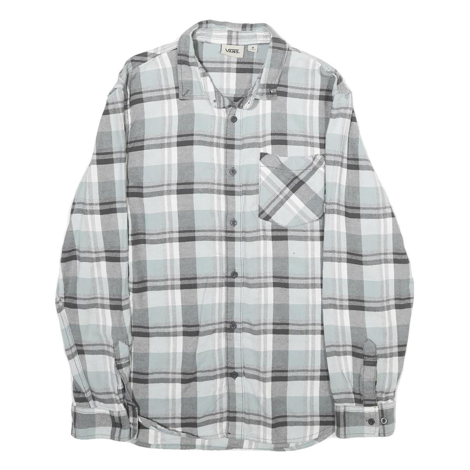 VANS Mens Blue & Grey Check Shirt M Long Sleeve Cotton Casual Button Up
