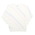 LADY ANNE Womens White Pastel Patterned Jumper Crew Neck Basic Knit L Casual