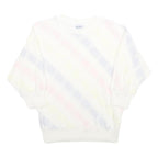 LADY ANNE Womens White Pastel Patterned Jumper Crew Neck Basic Knit L Casual