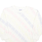 LADY ANNE Womens White Pastel Patterned Jumper Crew Neck Basic Knit L Casual
