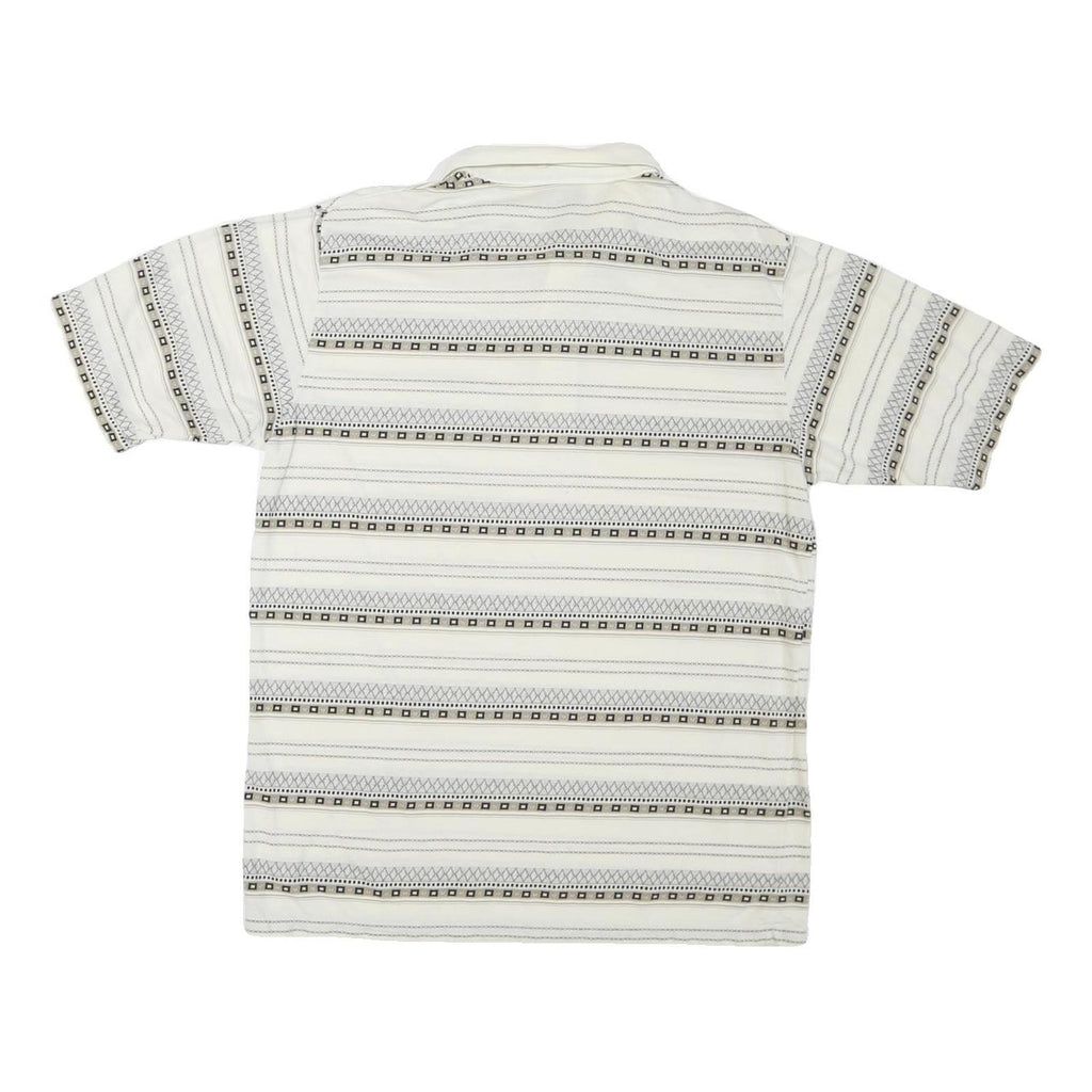 PALMLAND Mens Cream & Black Geometric Short Sleeve Polo Shirt M Cotton Blend
