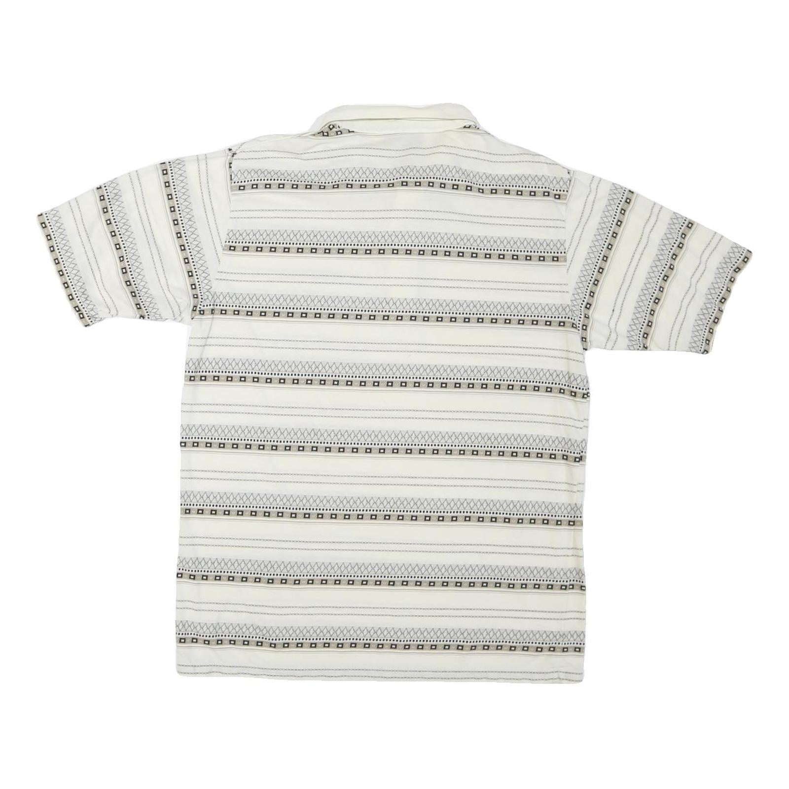 PALMLAND Mens Cream & Black Geometric Short Sleeve Polo Shirt M Cotton Blend