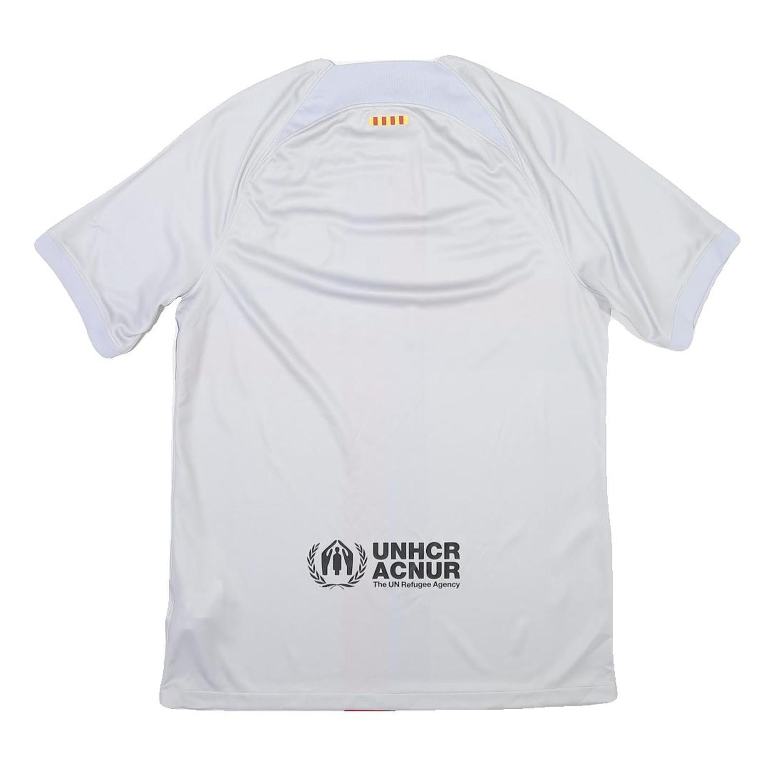 NIKE Mens White & Red & Blue Barcelona Football Shirt M Short Sleeve Crew Neck