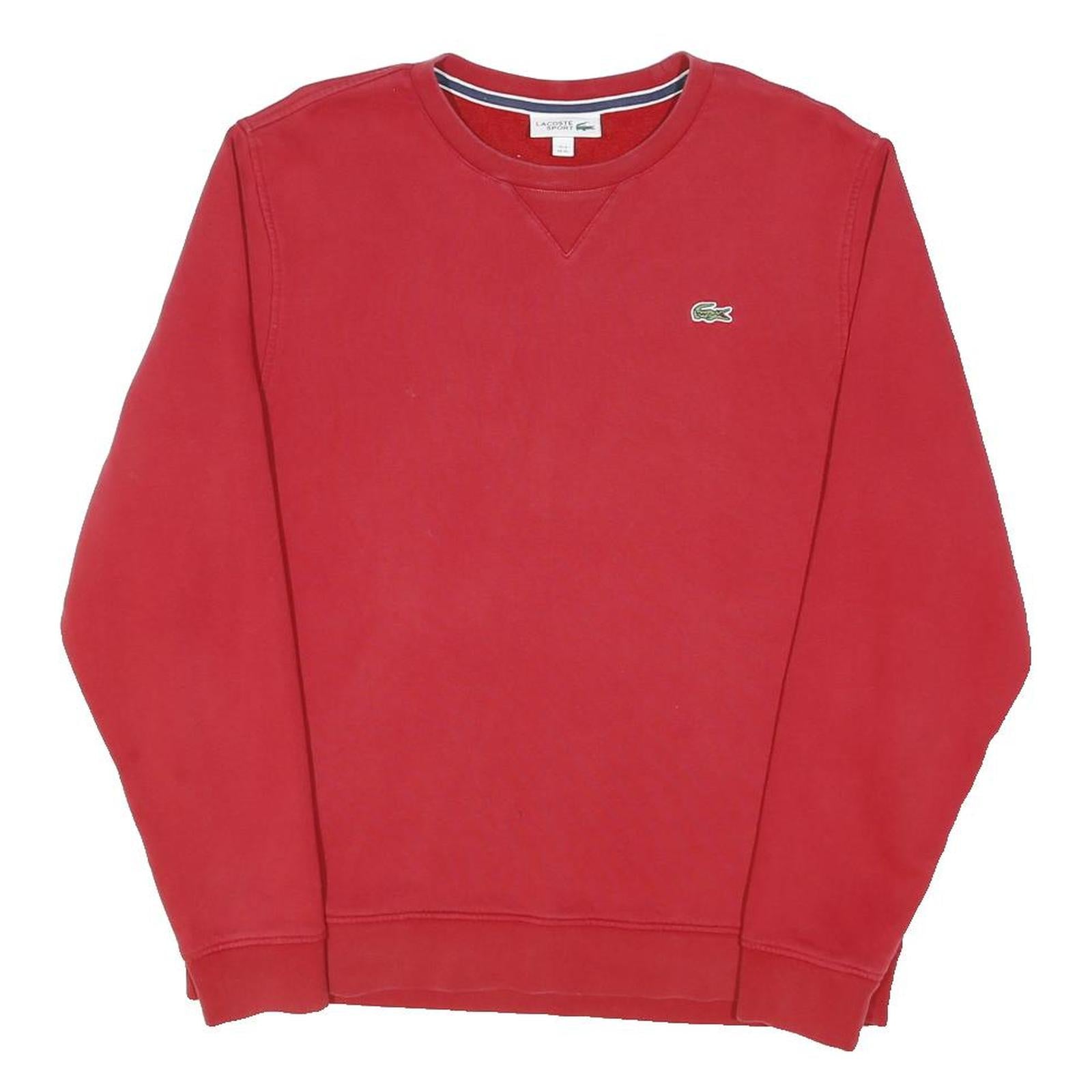 LACOSTE Mens Red Cotton Blend Crew Neck XL Sweatshirt Classic Comfort