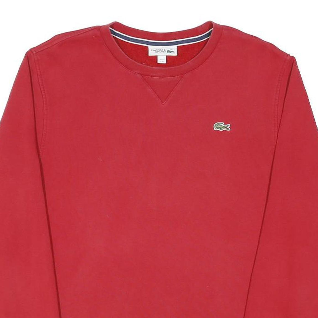 LACOSTE Mens Red Cotton Blend Crew Neck XL Sweatshirt Classic Comfort