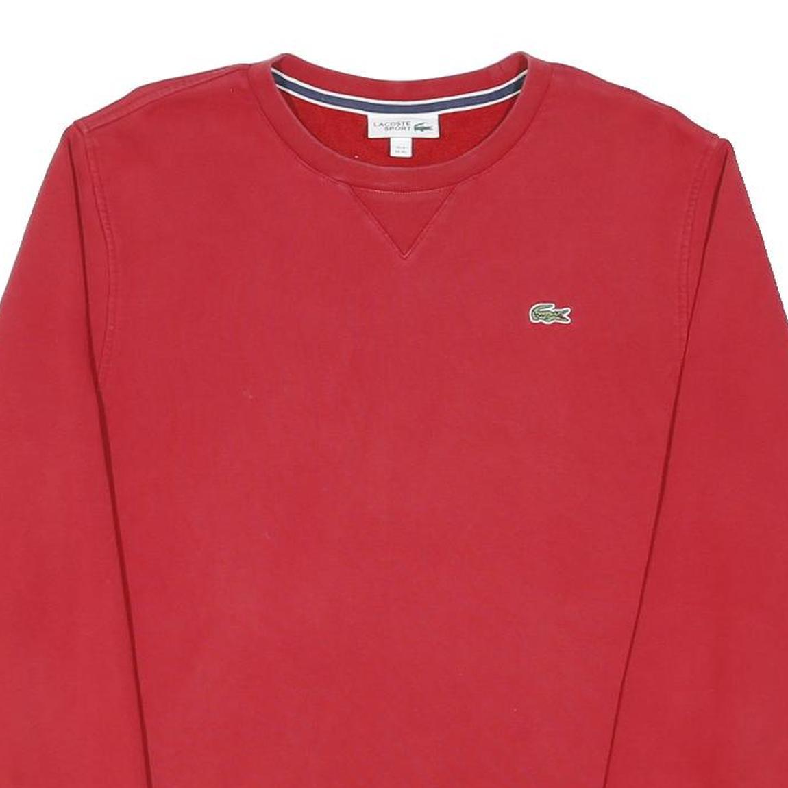 LACOSTE Mens Red Cotton Blend Crew Neck XL Sweatshirt Classic Comfort
