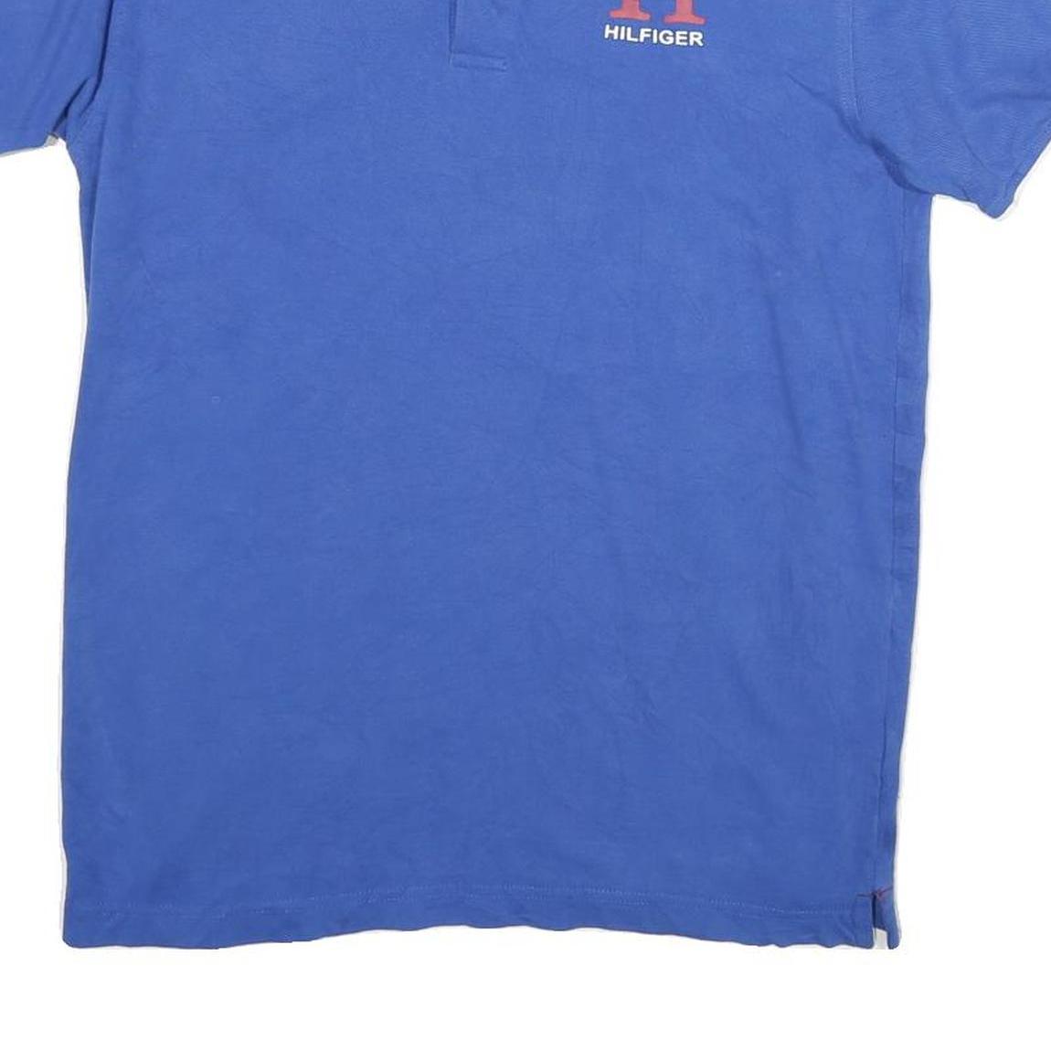 TOMMY HILFIGER Mens Blue H Logo Short Sleeve Polo Shirt XL Cotton Casual