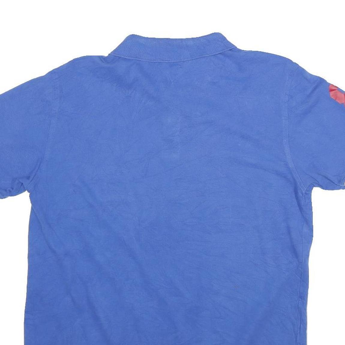 TOMMY HILFIGER Mens Blue H Logo Short Sleeve Polo Shirt XL Cotton Casual