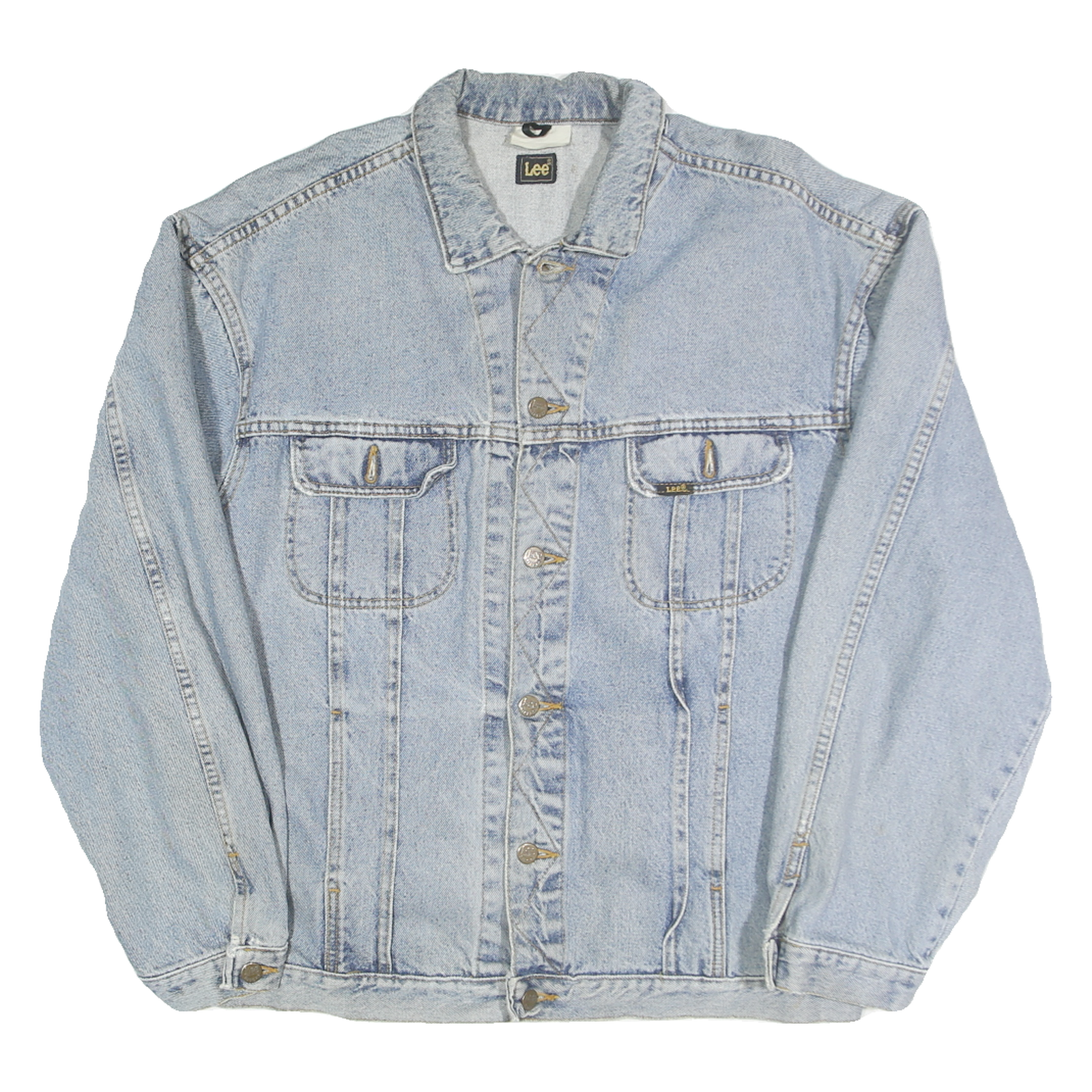 LEE Mens Blue Denim Jacket L Cotton Button Closure Classic Fit Casual