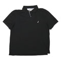 NAUTICA Mens Black Short Sleeve Plain Polo Shirt L Cotton Blend Classic