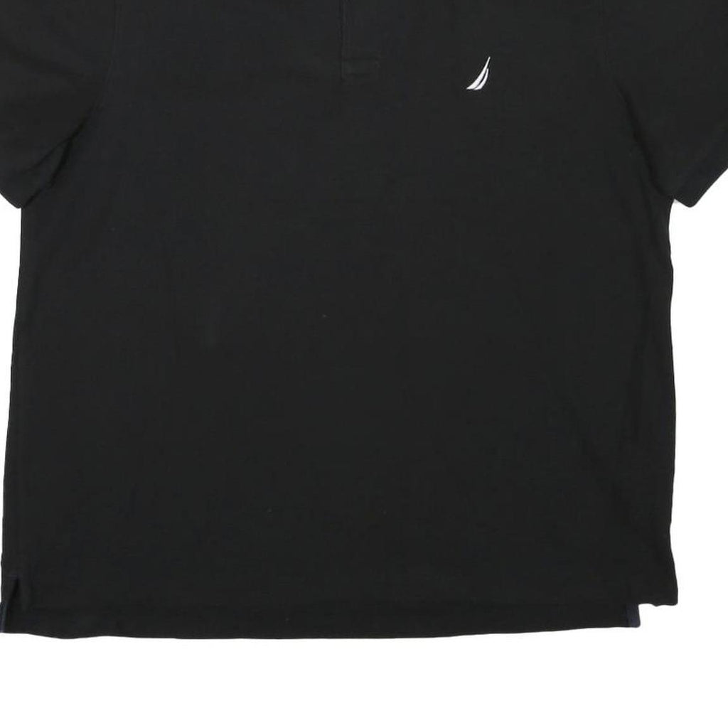 NAUTICA Mens Black Short Sleeve Plain Polo Shirt L Cotton Blend Classic