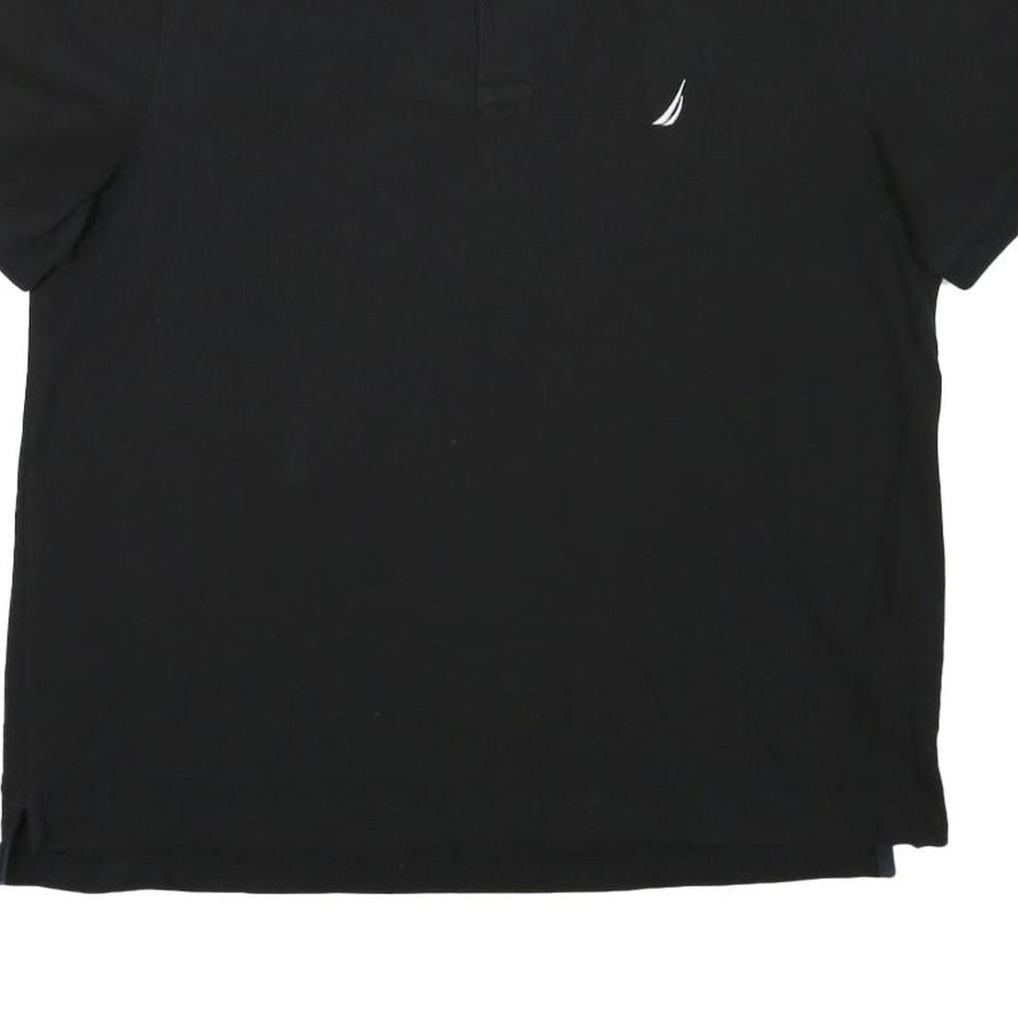 NAUTICA Mens Black Short Sleeve Plain Polo Shirt L Cotton Blend Classic