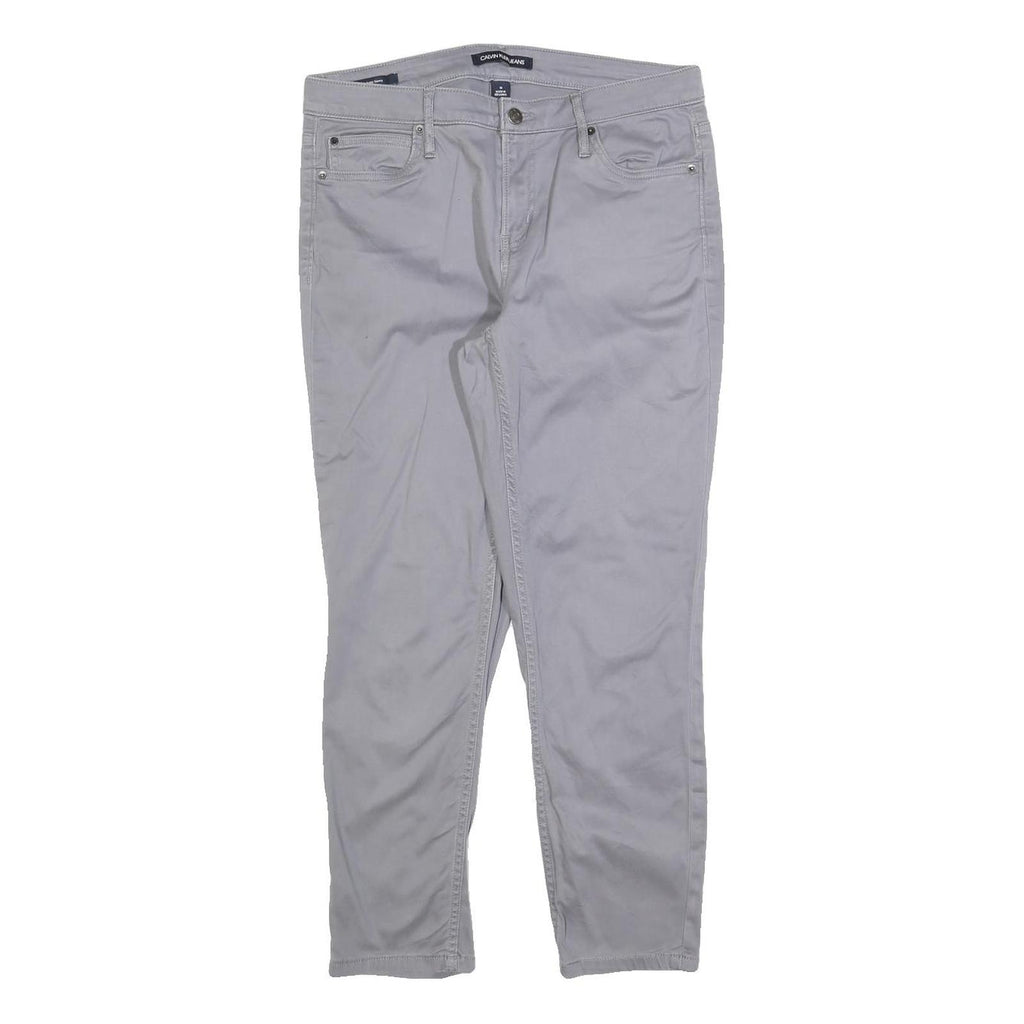 CALVIN KLEIN JEANS Womens Cotton Blend Grey Slim Slim Leg Trousers W32 L26