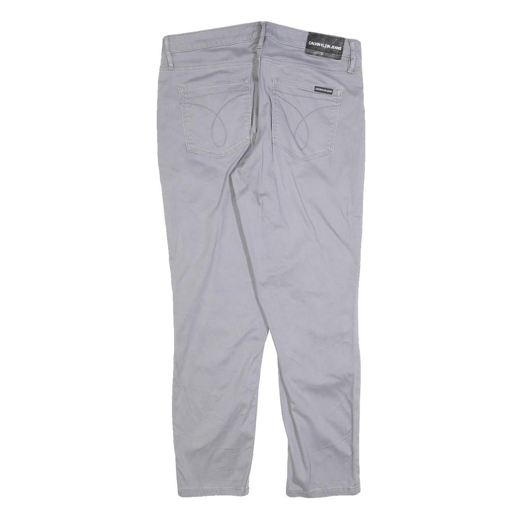 CALVIN KLEIN JEANS Womens Cotton Blend Grey Slim Slim Leg Trousers W32 L26