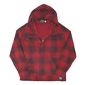 POLO RALPH LAUREN Mens Red & Black Checked Hoodie M Cotton Blend Pullover