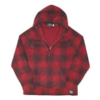 POLO RALPH LAUREN Mens Red & Black Checked Hoodie M Cotton Blend Pullover