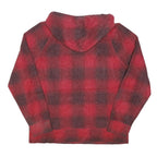 POLO RALPH LAUREN Mens Red & Black Checked Hoodie M Cotton Blend Pullover