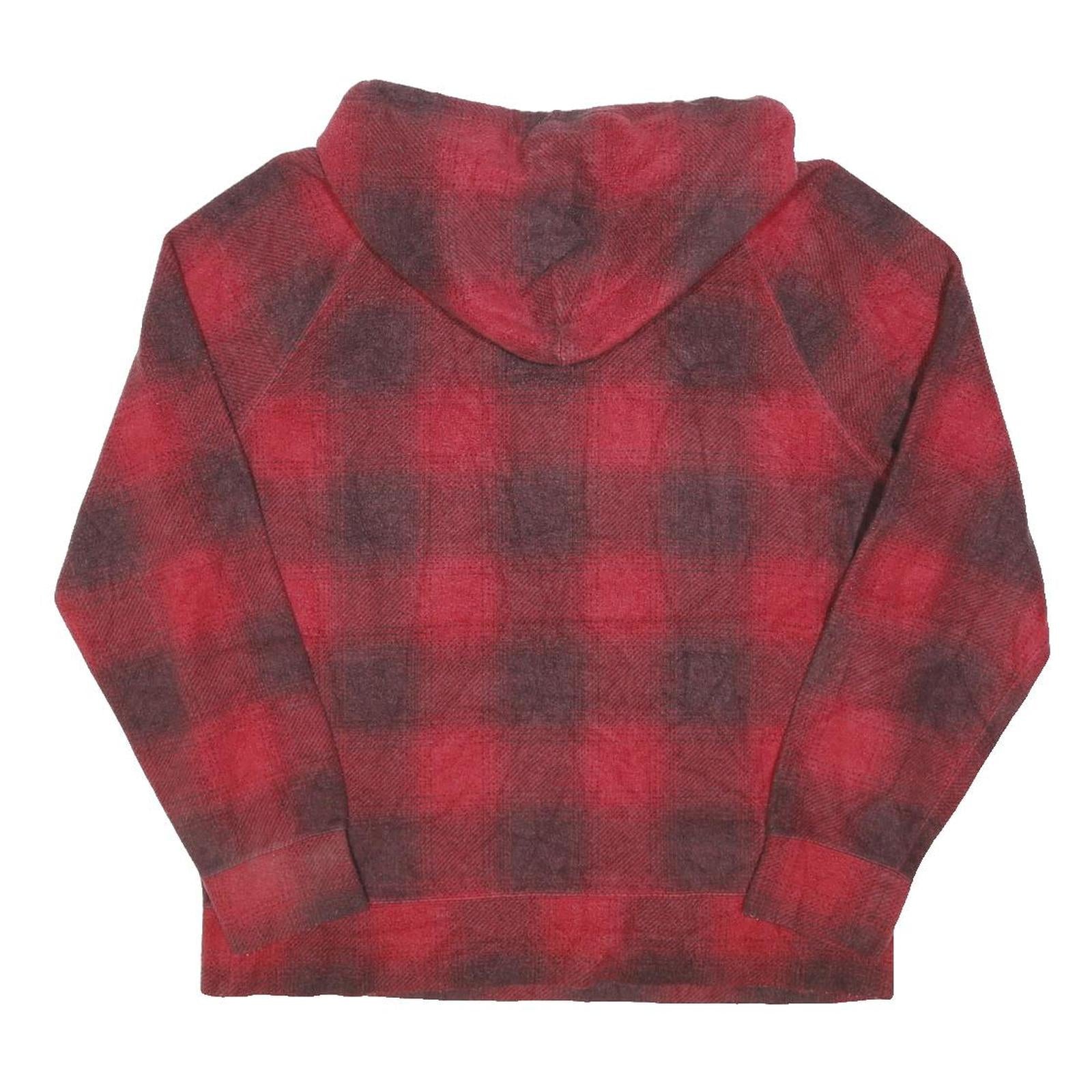 POLO RALPH LAUREN Mens Red & Black Checked Hoodie M Cotton Blend Pullover