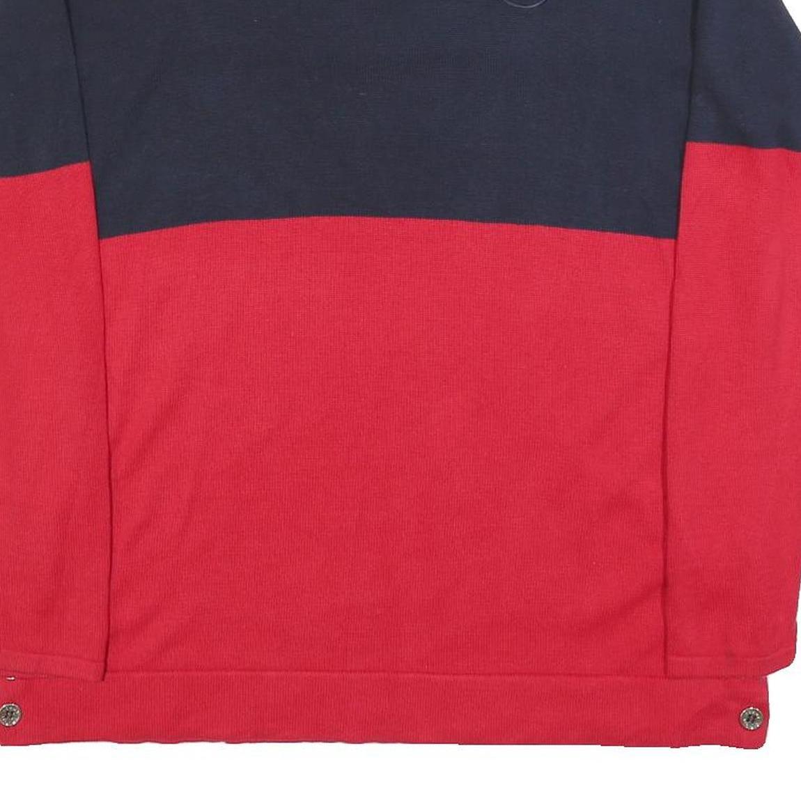 TOMMY HILFIGER Womens Navy & Red Plain Jumper Crew Neck Basic Knit L