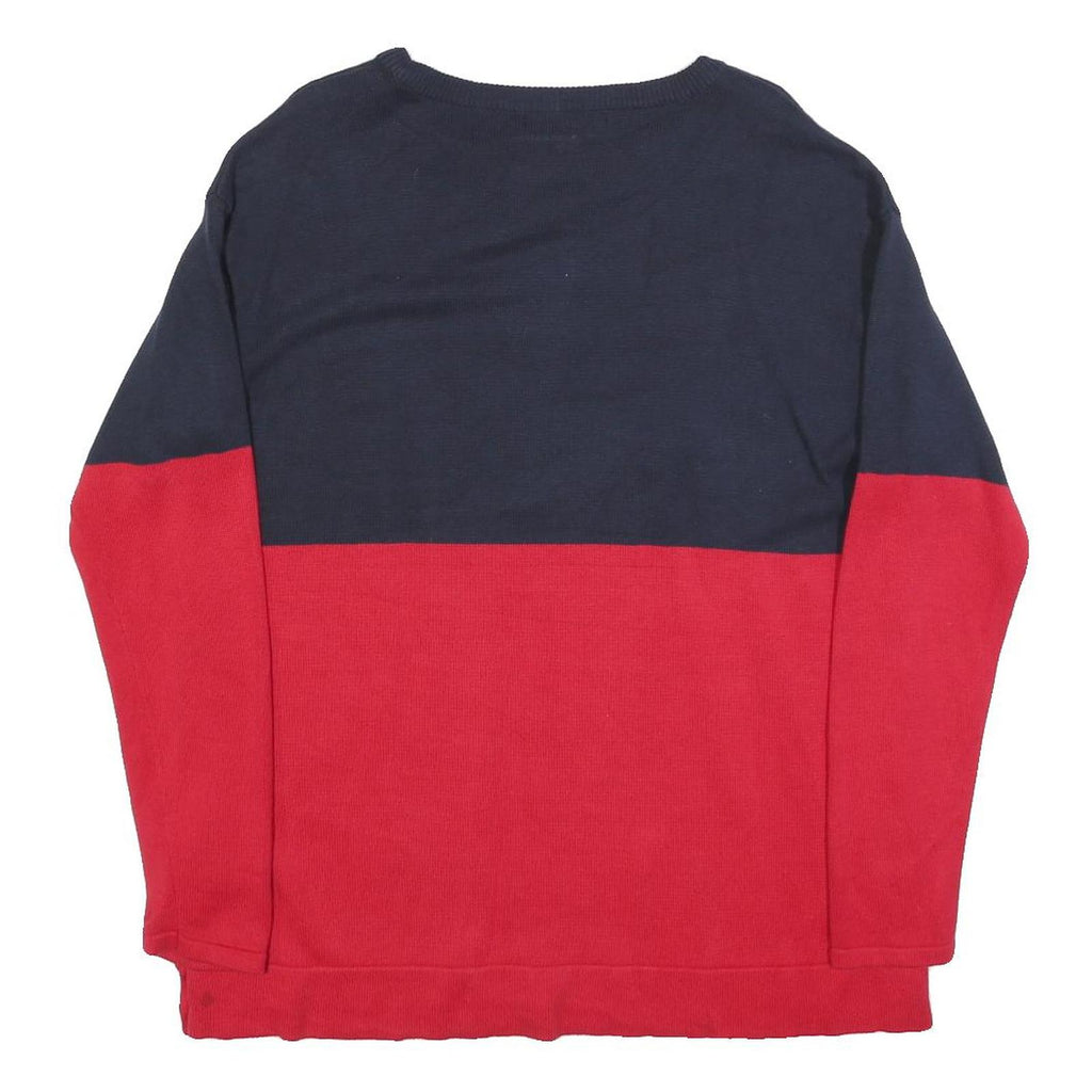 TOMMY HILFIGER Womens Navy & Red Plain Jumper Crew Neck Basic Knit L