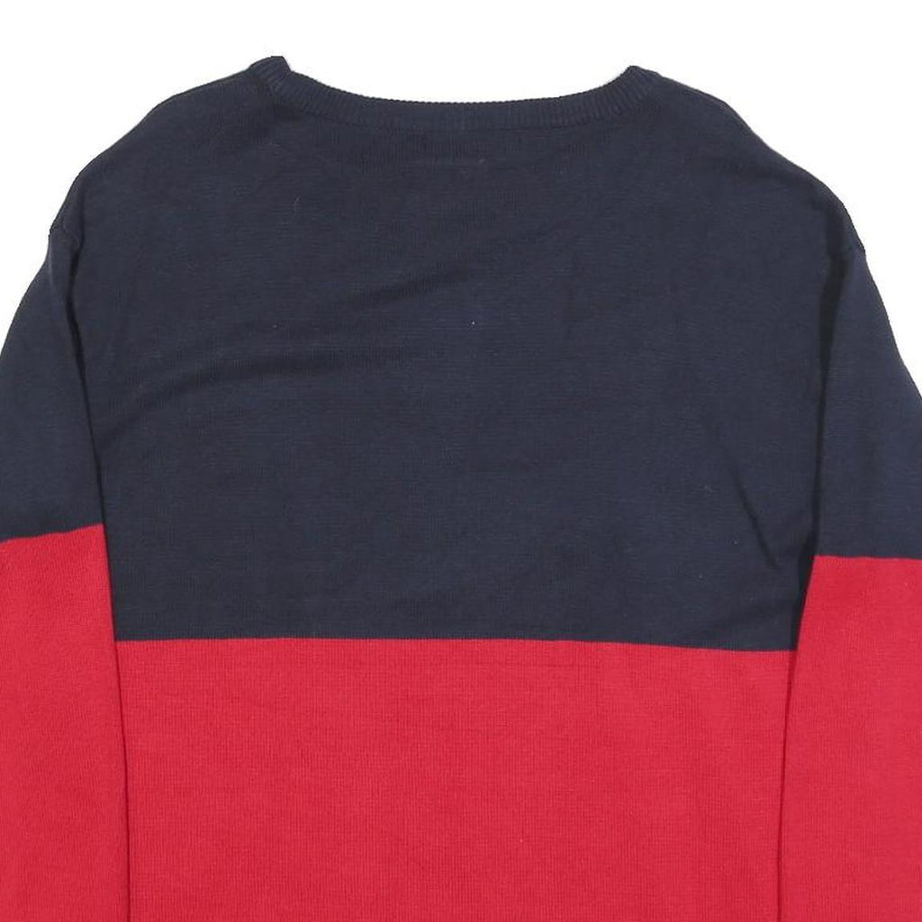TOMMY HILFIGER Womens Navy & Red Plain Jumper Crew Neck Basic Knit L