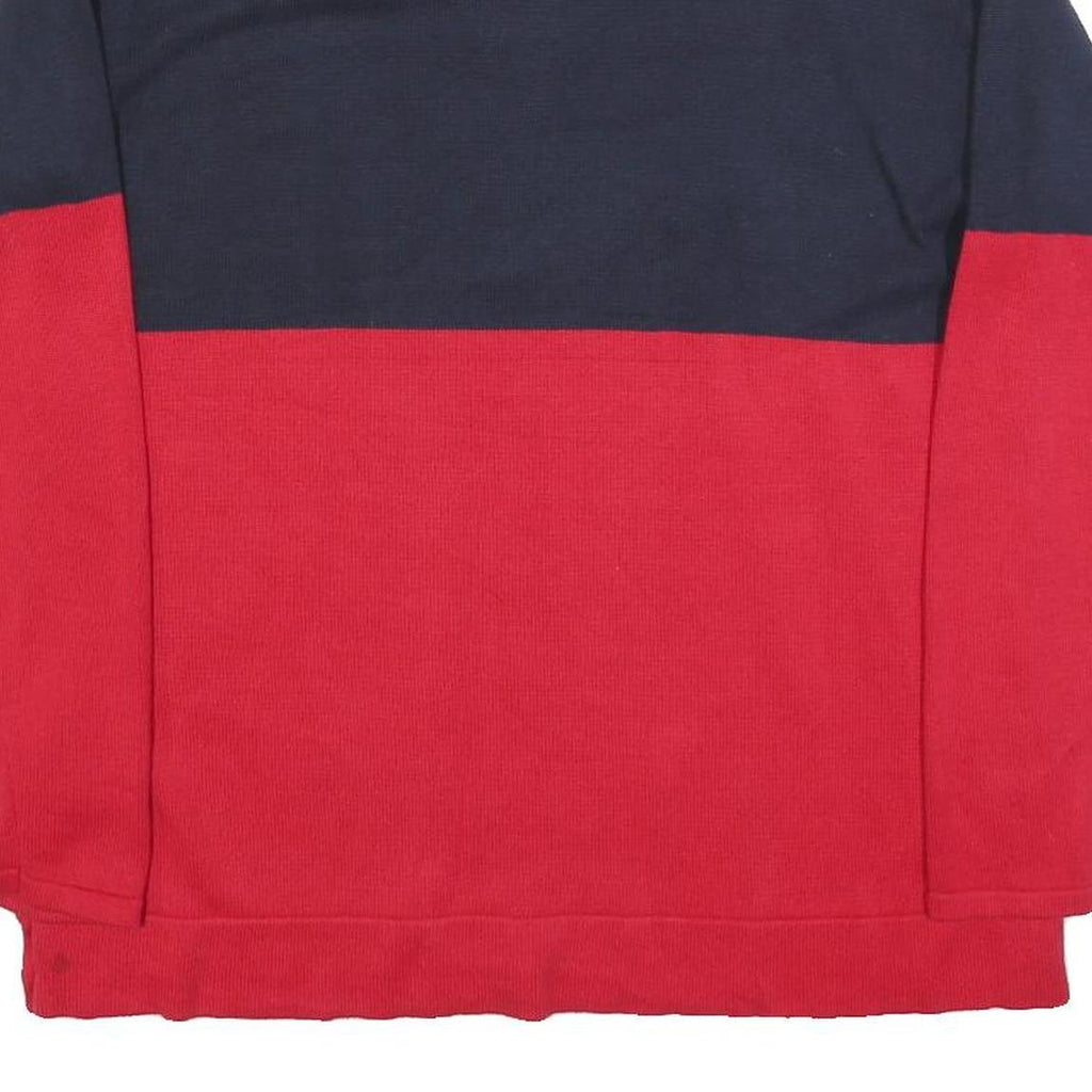 TOMMY HILFIGER Womens Navy & Red Plain Jumper Crew Neck Basic Knit L