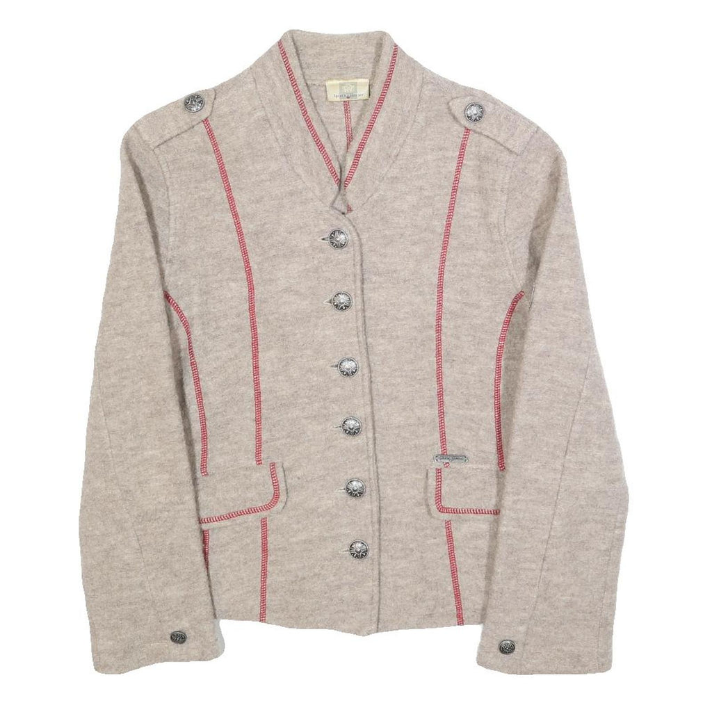 SPIETH & WENSKY Womens Beige Wool Button Jacket UK 12 Plain Classic Tailored