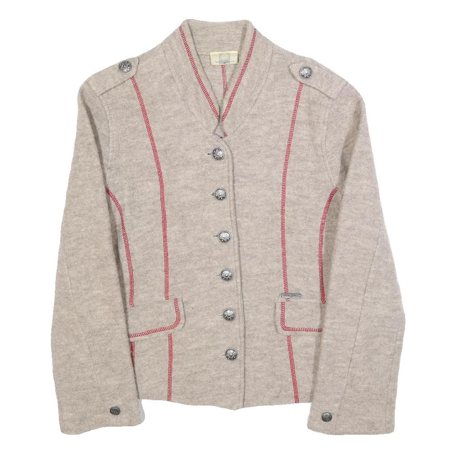 SPIETH & WENSKY Womens Beige Wool Button Jacket UK 12 Plain Classic Tailored