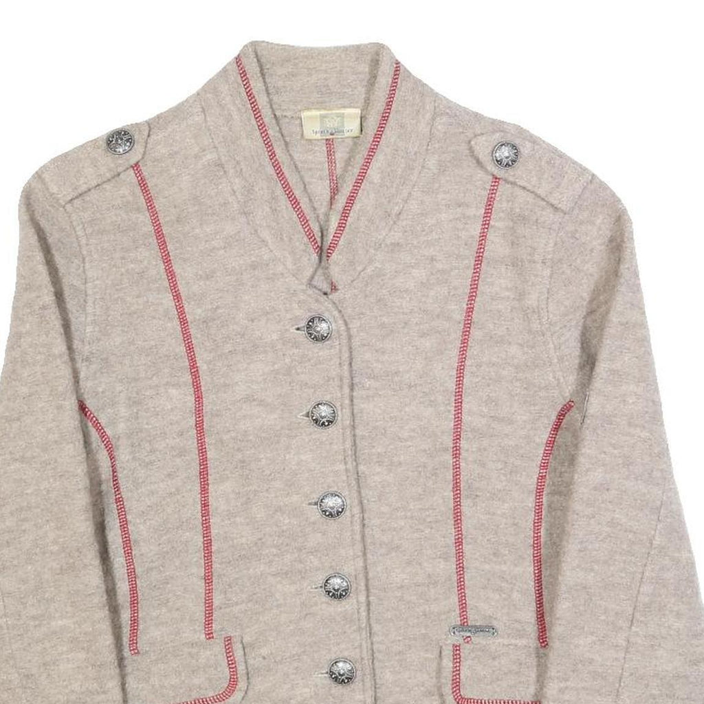 SPIETH & WENSKY Womens Beige Wool Button Jacket UK 12 Plain Classic Tailored