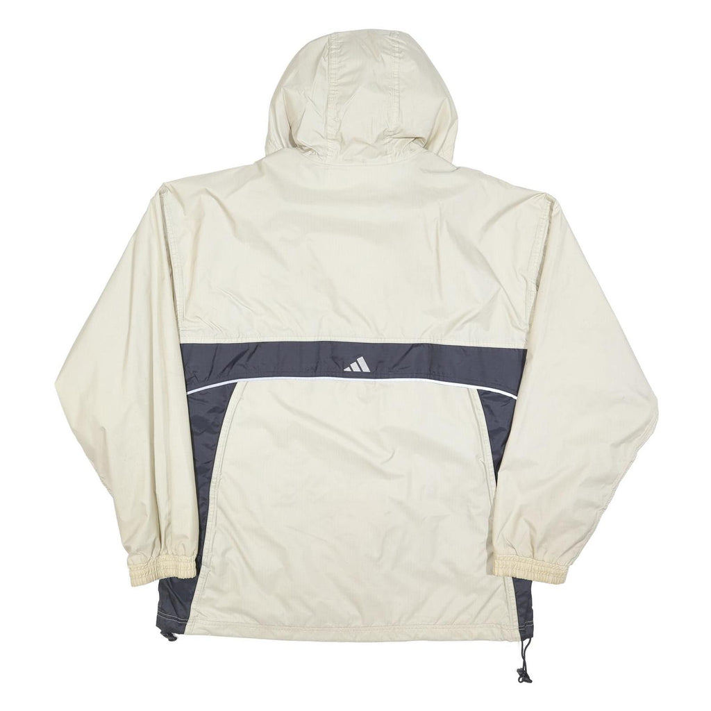 ADIDAS Mens Cream & Grey Hooded Track Jacket L Polyester Sportswear Casual
