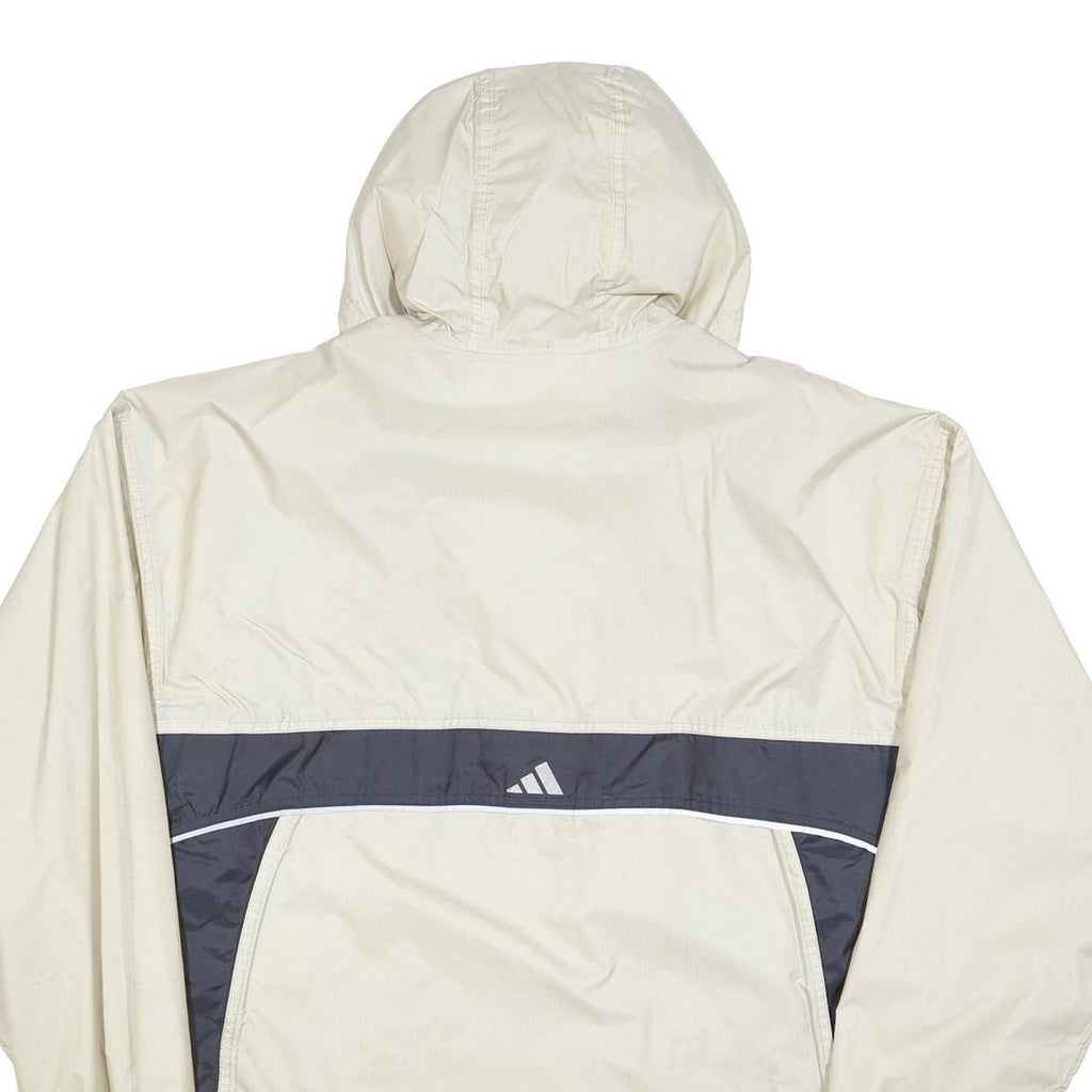 ADIDAS Mens Cream & Grey Hooded Track Jacket L Polyester Sportswear Casual